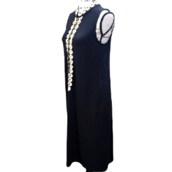 Nina Leonard Black Sleeveless Dress W/ Gold Detailing - Picture 3 of 7